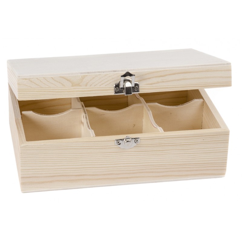 Caja Madera Té 6 Compartimentos 22x15x9 cm.