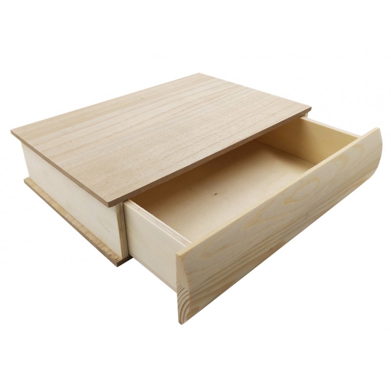 Caja Madera Tapa Libro 25 x 18 x 6 cm.