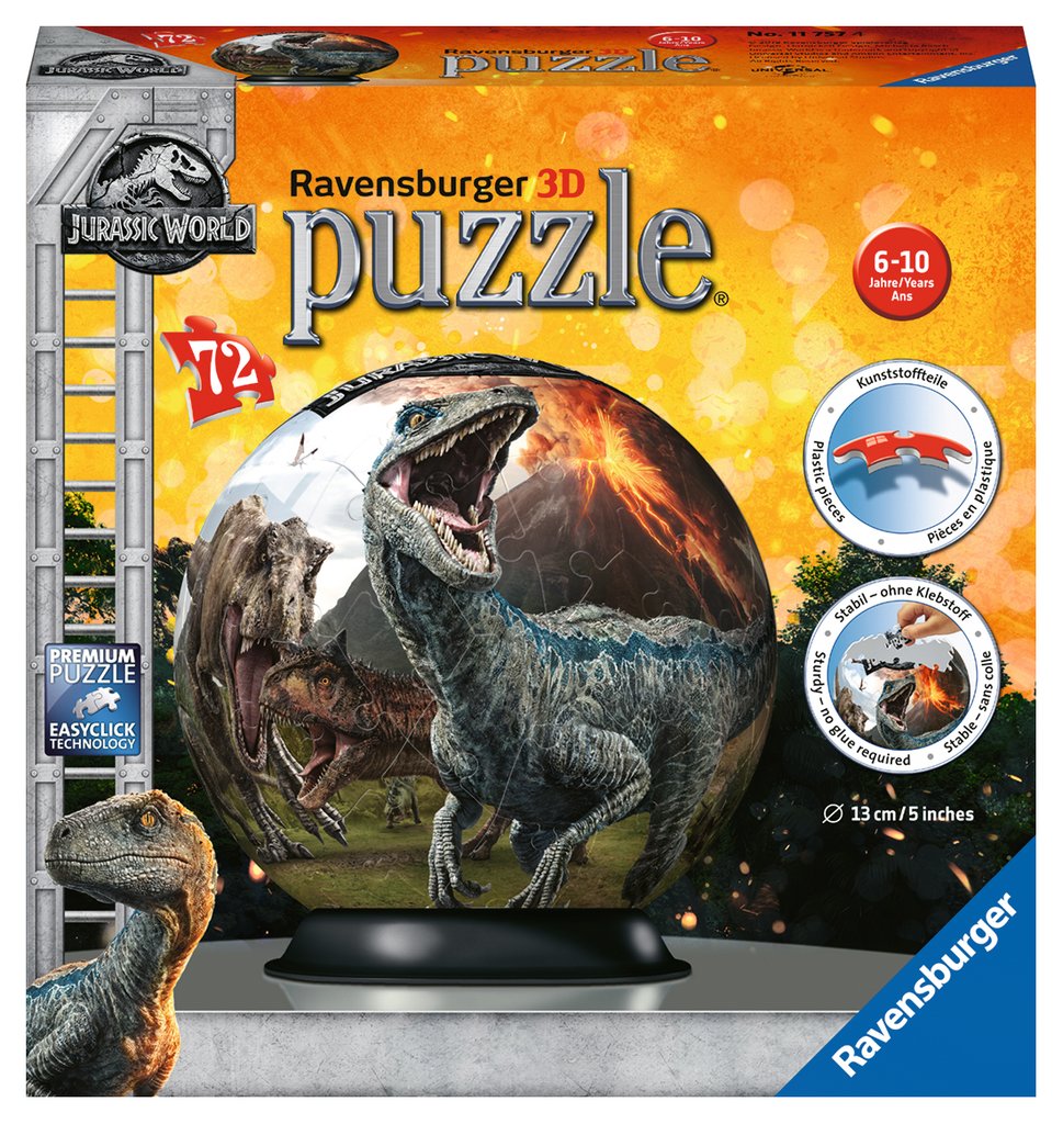 Puzzle 3D Puzzleball 72 pzs. Jurassic World Ravensburger
