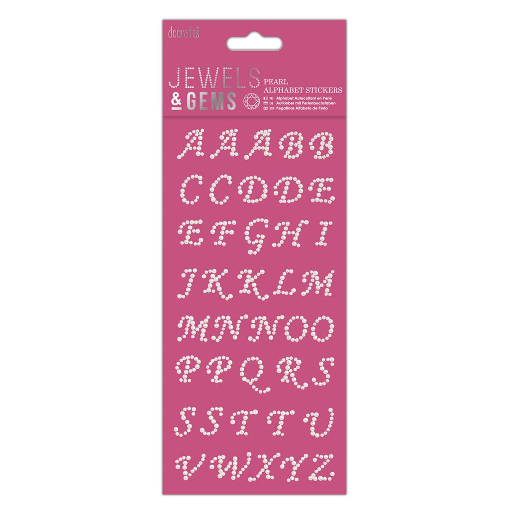 Set Stickers Alfabeto Perlas -Italic- Jewels & Gems Docrafts