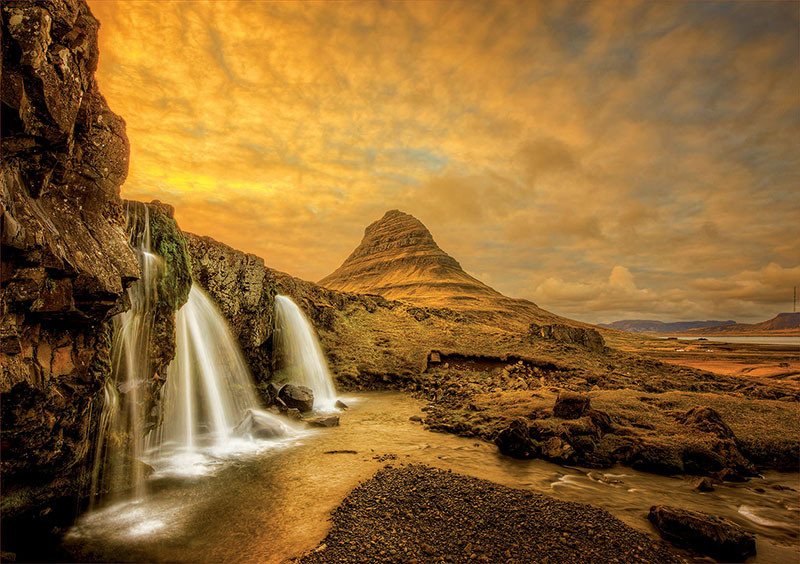 Puzzle 1000 piezas -Cascada Kirkjufellsfoss, Islandia- Educa