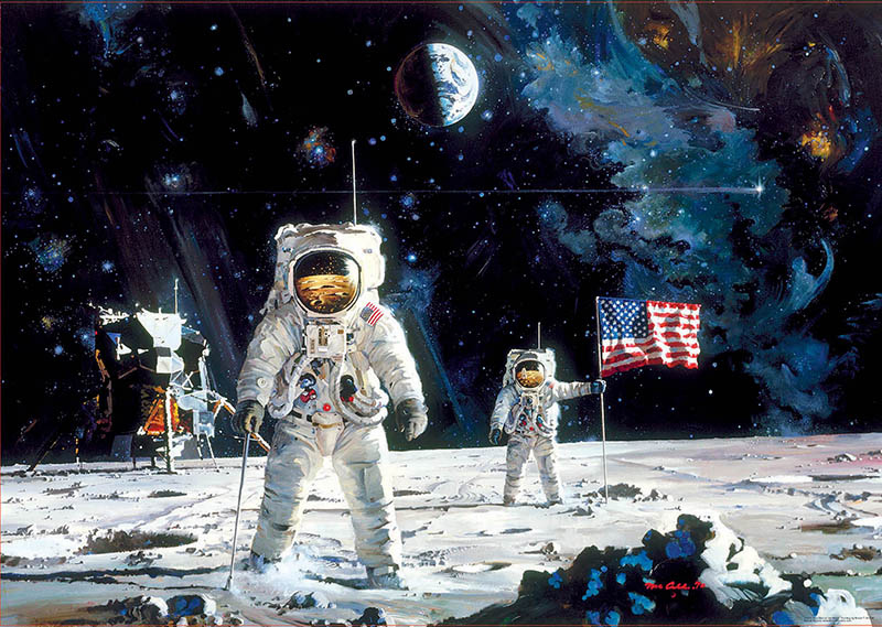 Puzzle 1000 piezas -First Men on the Moon, Robert Mccall - Educa