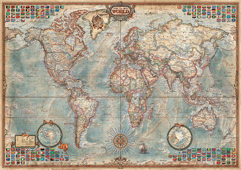 Puzzle 1500 piezas -El Mundo, Mapa Político- Educa