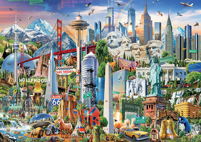 Puzzle 1500 piezas -Símbolos de Norte América- Educa