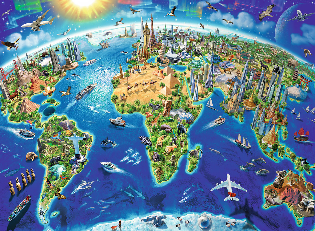 Puzzle 200 piezas XXL -Vista del Mundo desde Arriba- Ravensburger