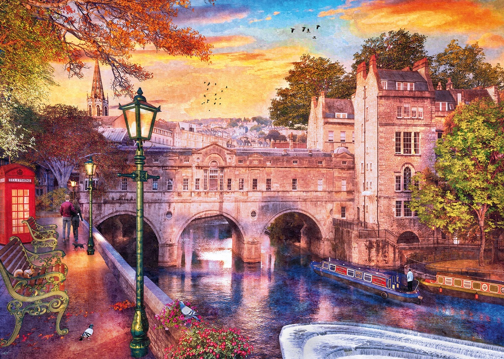 Puzzle 1000 piezas -Noche romántica en Bath (Puente Pulteney)- Ravensburger