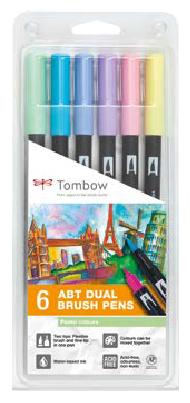 Estuche 6 Rotuladores -Colores Pastel- ABT Dual Brush Pen Tombow