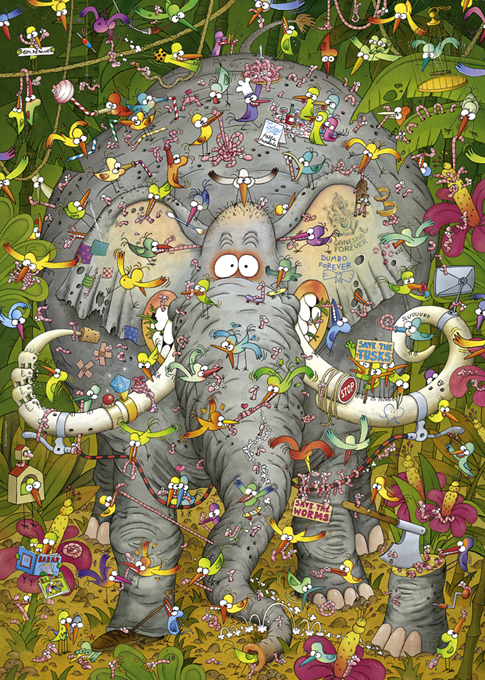 Puzzle 1000 piezas -Vida de Elefante, Degano- Heye