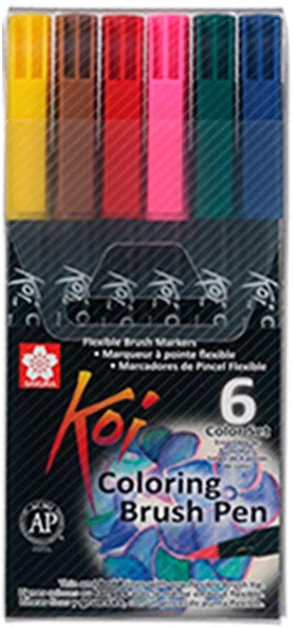 Estuche 6 Rotuladores Pincel Colores Básicos Koi Sakura