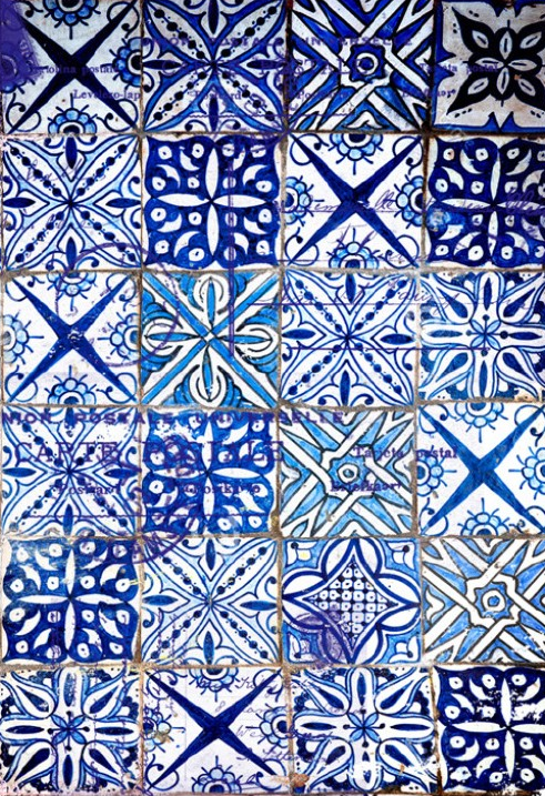 Papel Arroz Decorado 30x40 cm. -Azulejos Azules- Cadence