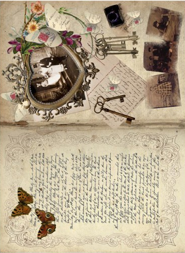 Papel Arroz Decorado 30x40 cm. -Libro Vintage- Cadence