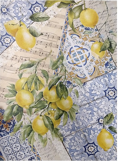 Papel Arroz Decorado 30x40 cm. -Collage Limones Grandes- Cadence