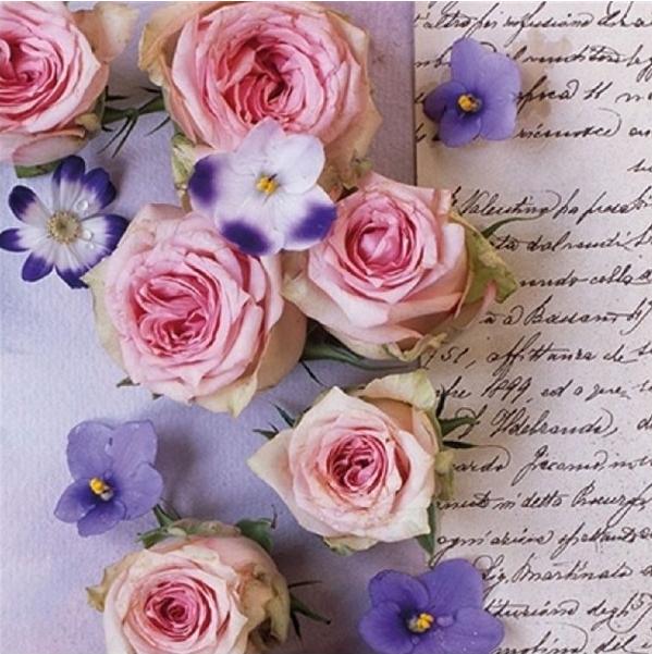Servilleta 33 x 33 cm. -Roses & Violets-
