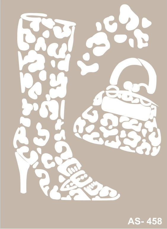 Plantilla Stencil 21 x 30 cm. -Botas Leopardo- Cadence