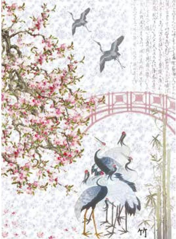 Papel Arroz Decorado 35 x 50 cm. -Japanese: Garzas- Calambour