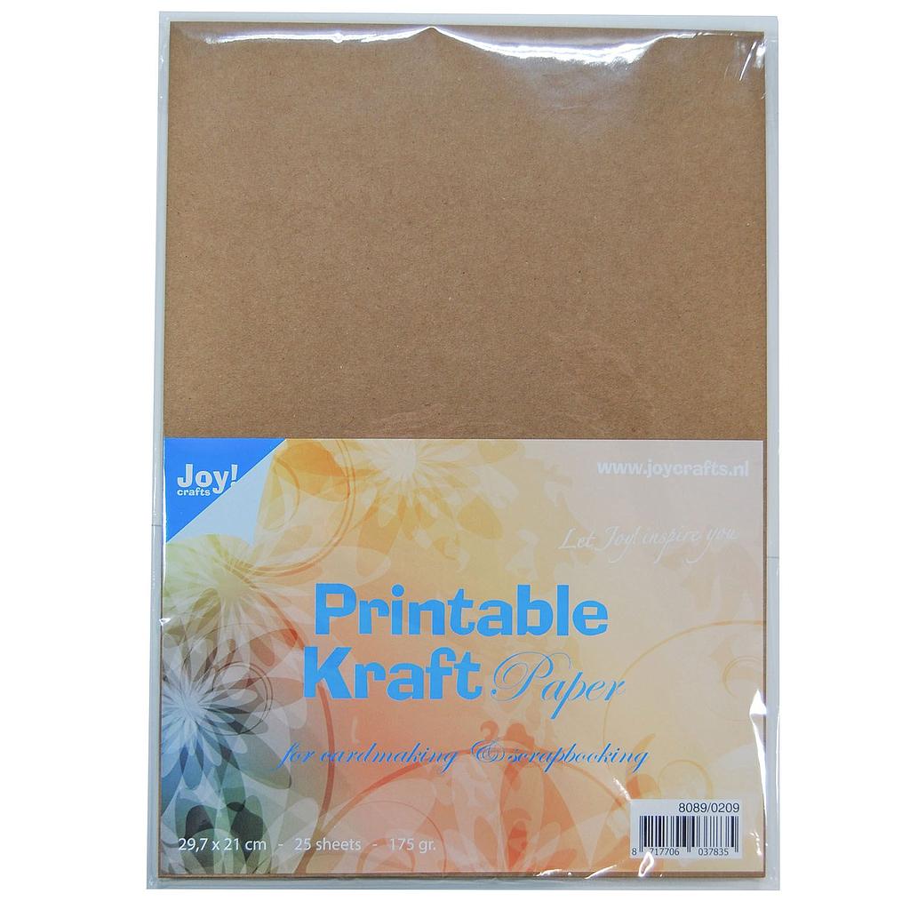 Pack 25 Hojas Papel Kraft Marrón Imprimible A4 21 x 29,7 mm. 175 gr. Joy!Crafts