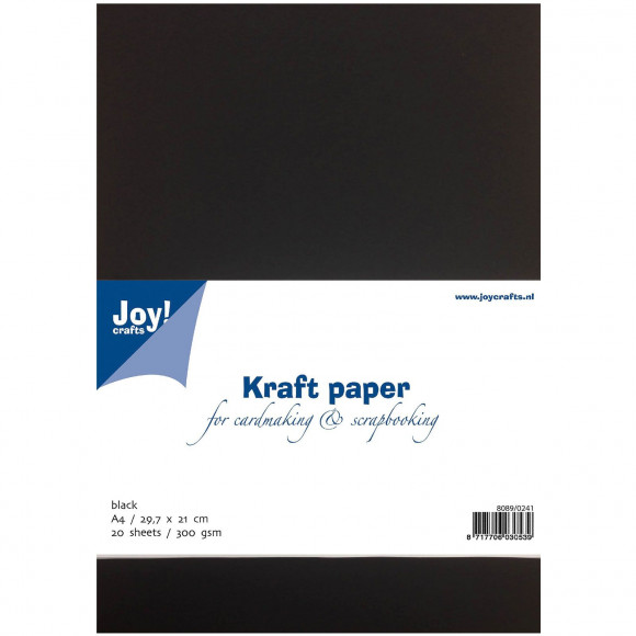 Pack 20 Hojas Papel Kraft Negro A4 21 x 29,7 mm. 300 gr. Joy!Crafts