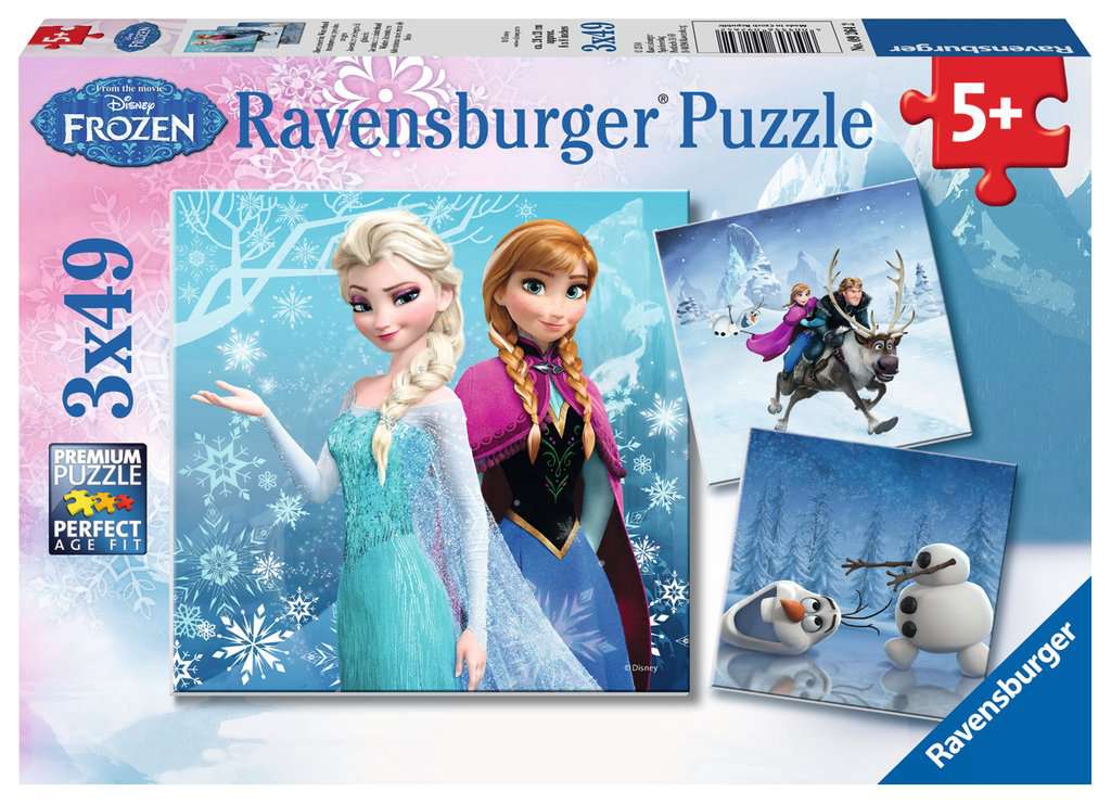 Puzzle 3 x 49 piezas -Frozen: Aventuras en el Reino de Hielo- Ravensburger