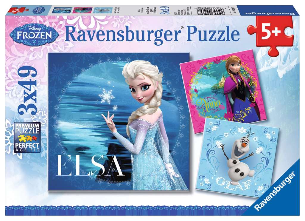 Puzzle 3 x 49 piezas -Frozen: Elsa, Anna y Olaf- Ravensburger
