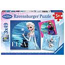 Puzzle 3 x 49 piezas -Frozen: Elsa, Anna y Olaf- Ravensburger