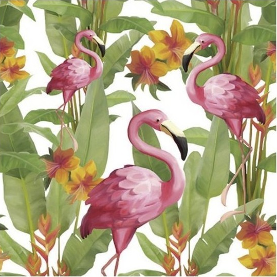 Servilleta 33 x 33 cm. -Flamingo´s White-