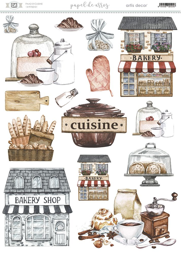 Papel de Arroz Decorado A3 29,7 x 42 cm. cm. -Cuisine- Artis Decor