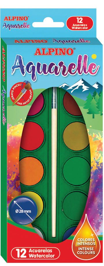 Estuche Acuarela Infantil 12 Colores Alpino