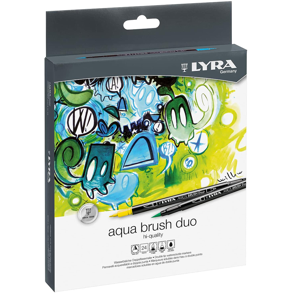 Estuche 24 Rotuladores -Aqua Brush Duo- Doble Punta Lyra