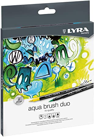 Estuche 12 Rotuladores -Aqua Brush Duo- Doble Punta Lyra