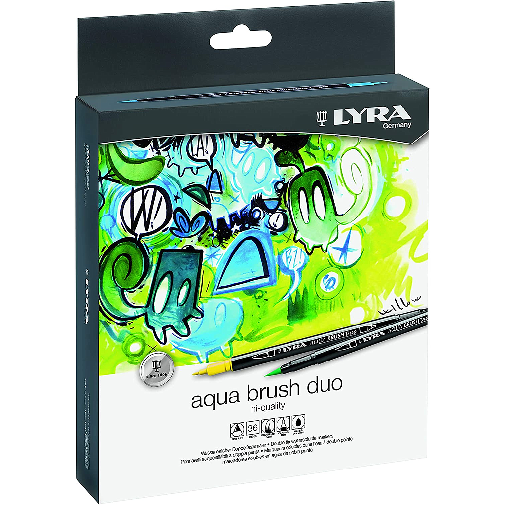 Estuche 36 Rotuladores -Aqua Brush Duo- Doble Punta Lyra