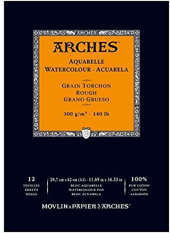 Bloc Acuarela 12 Hojas 29,7 x 42 cm. Grano Grueso 300 gr. Encolado 1 Lado Arches