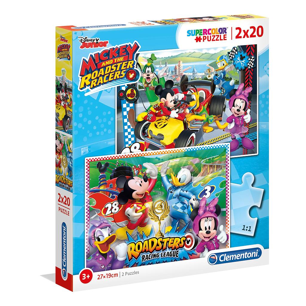 Puzzles 2 x 20 piezas -Mickey Roadster Racers- Clementoni