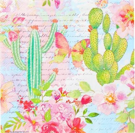 Servilleta 33 x 33 cm. -Roses Cacti-