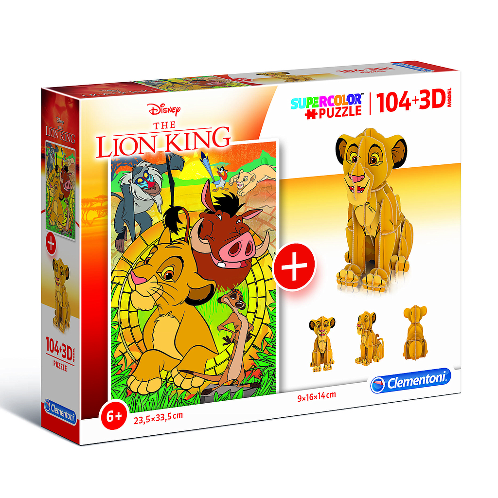 Puzzle 104 piezas + Modelo 3D -El Rey León- Clementoni