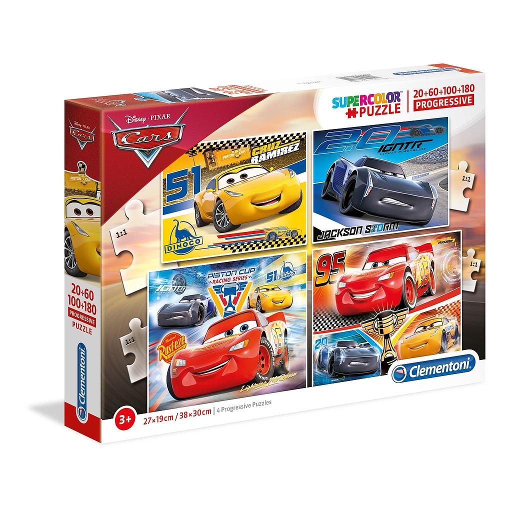 Puzzles Progresivos 20 + 60 + 100 + 180 piezas -Cars- Clementoni