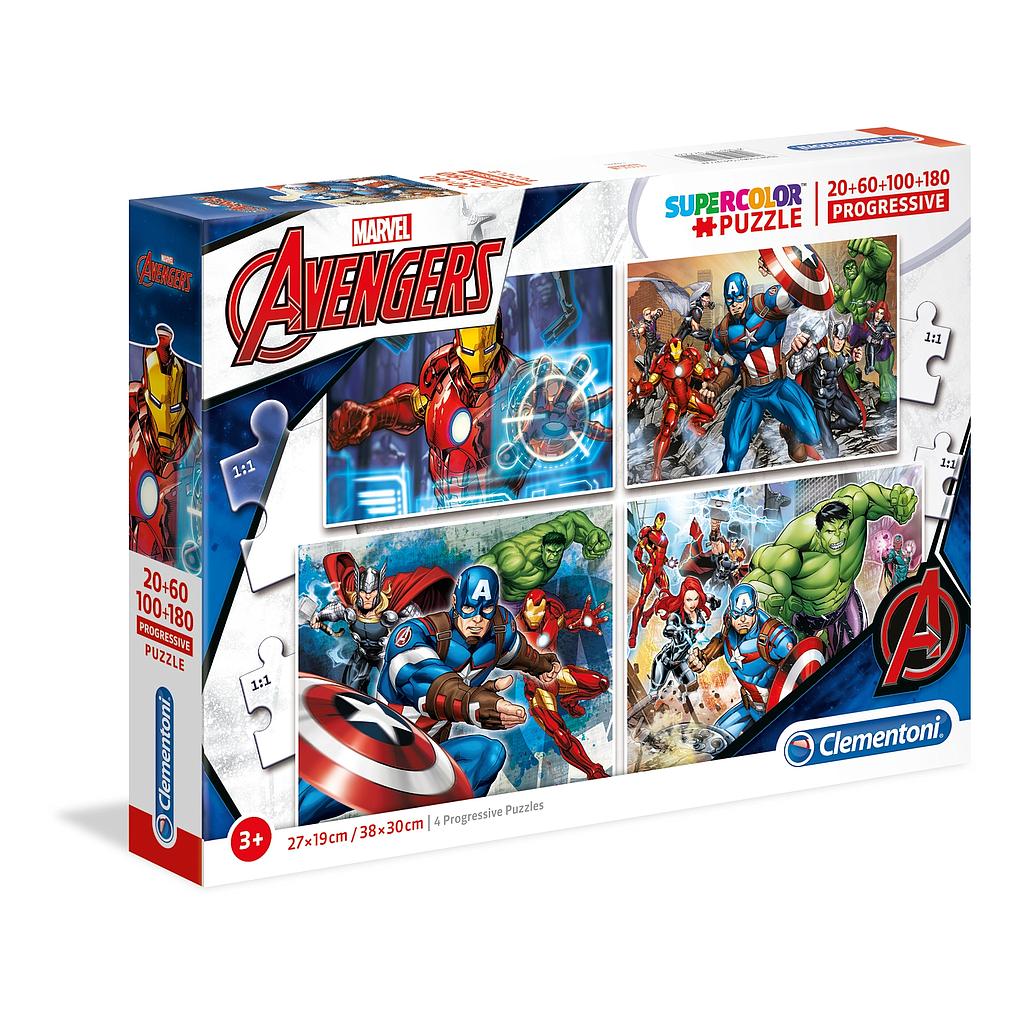 Puzzles Progresivos 20 + 60 + 100 + 180 piezas -Avengers- Clementoni