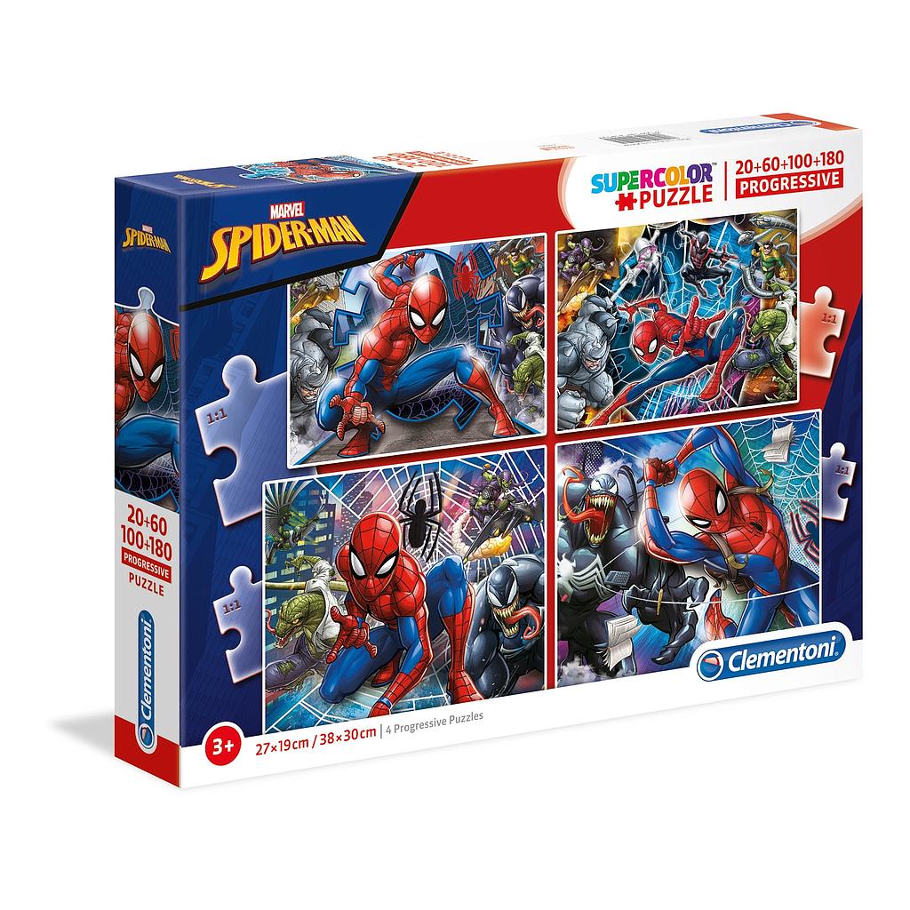 Puzzles Progresivos 20 + 60 + 100 + 180 piezas -Spiderman- Clementoni