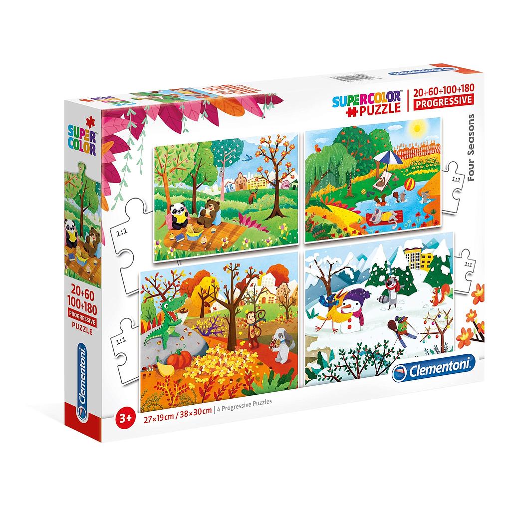 Puzzles Progresivos 20 + 60 + 100 + 180 piezas -Las Cuatro Estaciones- Clementoni