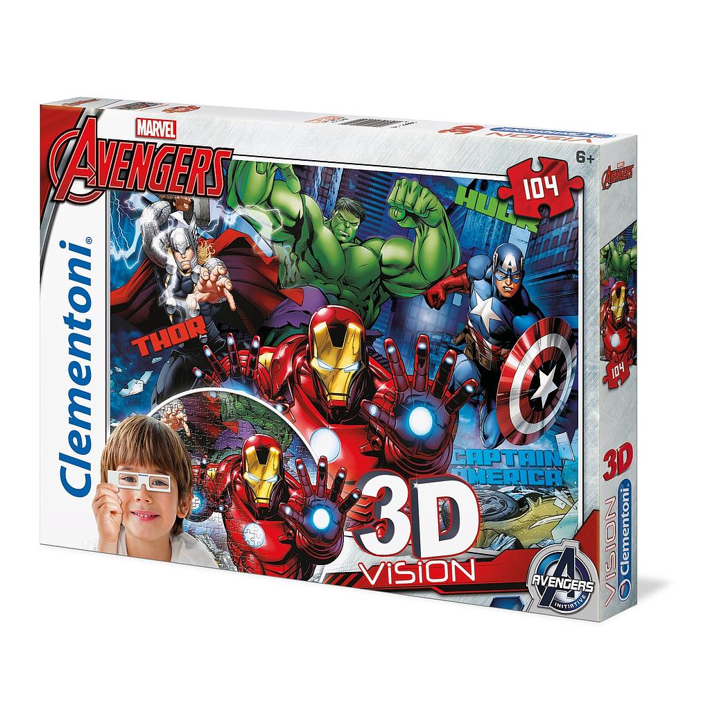 Puzzle 104 piezas Visión 3D -Avengers- Clementoni
