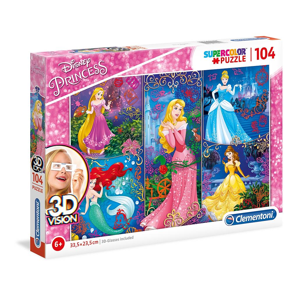 Puzzle 104 piezas Visión 3D -Princess- Clementoni