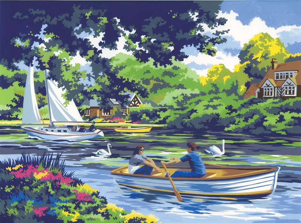 LIQUIDACION Pintar Por Números 32,4 x 40 cm. -Navegando en el Río- Royal & Langnickel