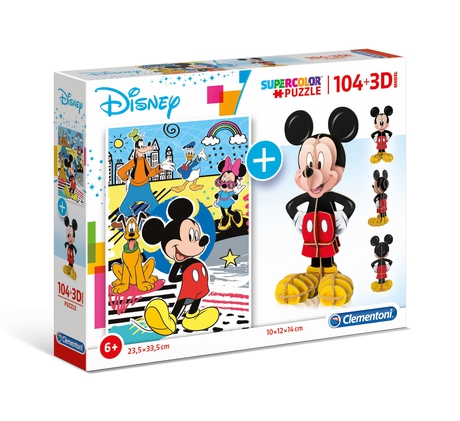 Puzzle 104 piezas + Modelo 3D -Mickey Mouse- Clementoni