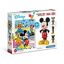 Puzzle 104 piezas + Modelo 3D -Mickey Mouse- Clementoni