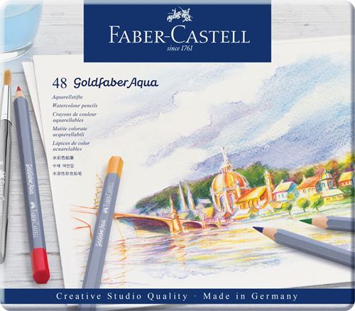 Estuche Metal Lápiz Acuarelable Goldfaber Aqua 48 pzs. Creative Studio Faber-Castell