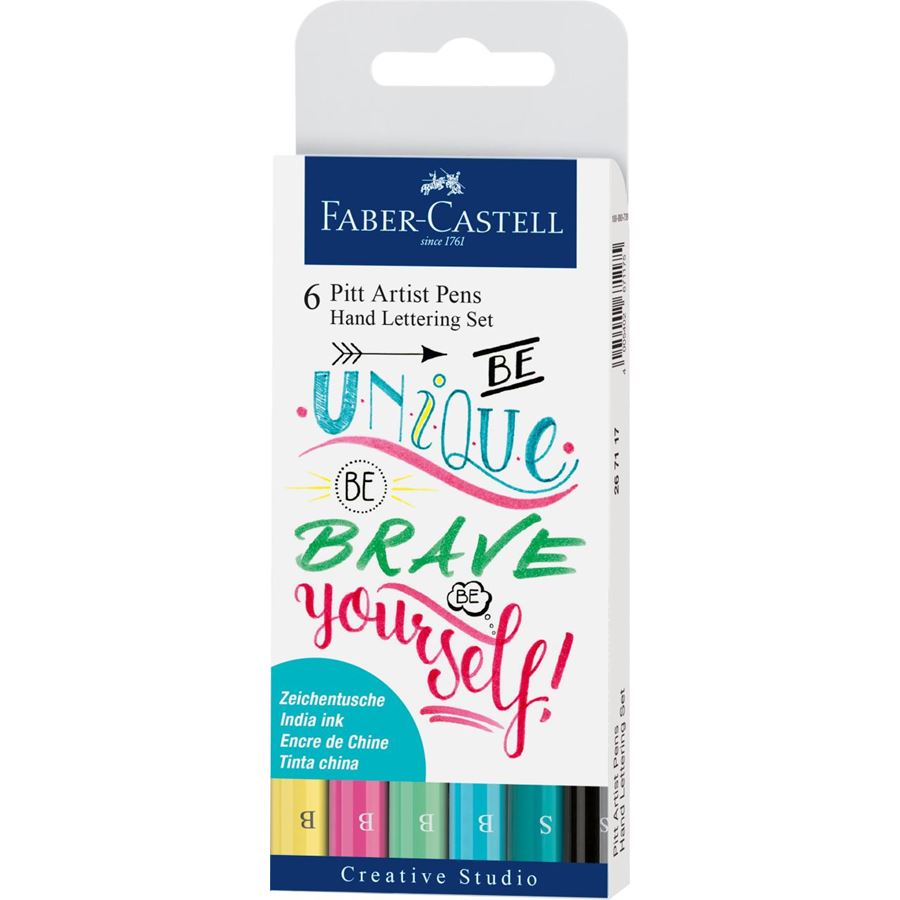 Estuche 6 Rotulador Pitt Artist Pen Hand Lettering -Tonos Pastel- Faber-Castell