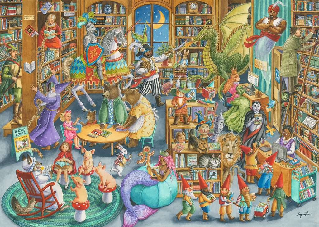 Puzzle 1000 piezas -Medianoche en la Biblioteca- Ravensburger