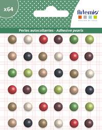 Set 64 Perlas Adhesivas 8 mm. Colores -Noel- Artemio
