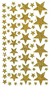 Set Stickers Glitter -Estrellas Doradas- Lámina 14 x 28 cm. Artemio