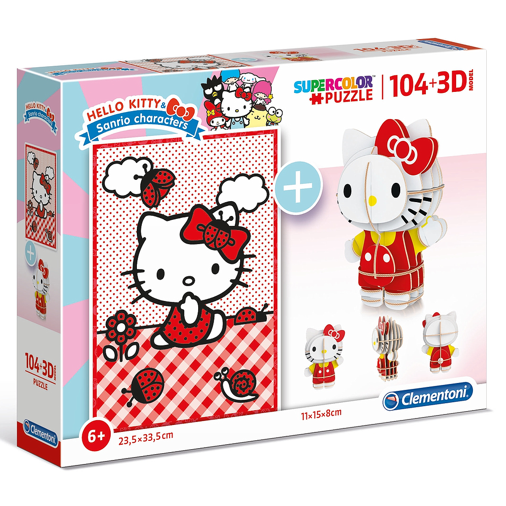 Puzzle 104 piezas + Modelo 3D -Hello Kitty- Clementoni