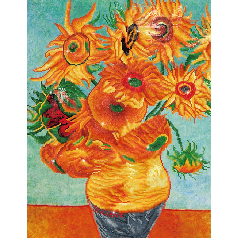 Pintar con Diamantes Avanzado - Los Girasoles (Van Gogh) - Diamond Dotz